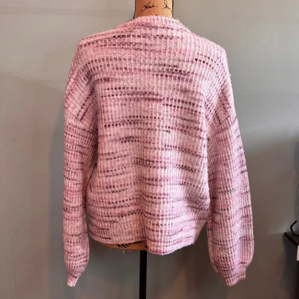 Splendid Womens Space Dye Wool Preppy‎ Cozy Knit Pullover Sweater Pink Medium